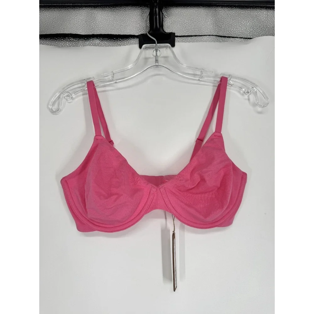 SKIMS Cotton Jersey T Shirt Bra Womens 34DD Sugar Pink Underwired Adjustable